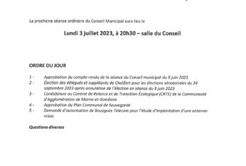 Affichage – Ordre du jour 03-07-2023