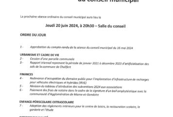 Ordre du jour – Affichage – Conseil municipal 20-06-2024