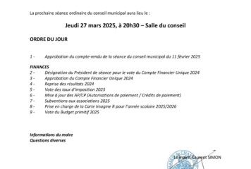 Ordre du jour – Affichage – Conseil municipal 27-03-2025