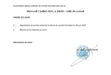Ordre du jour – Affichage – Conseil municipal 02-07-2025