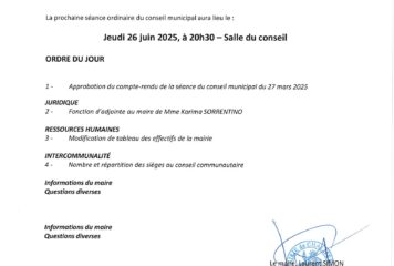 Ordre du jour – Affichage – Conseil municipal 26-06-2025